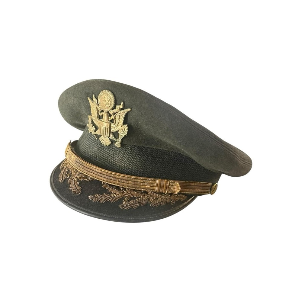 Vintage Vietnam Era US Army Officer Dress Visor Cap Hat Uniform Bancroft